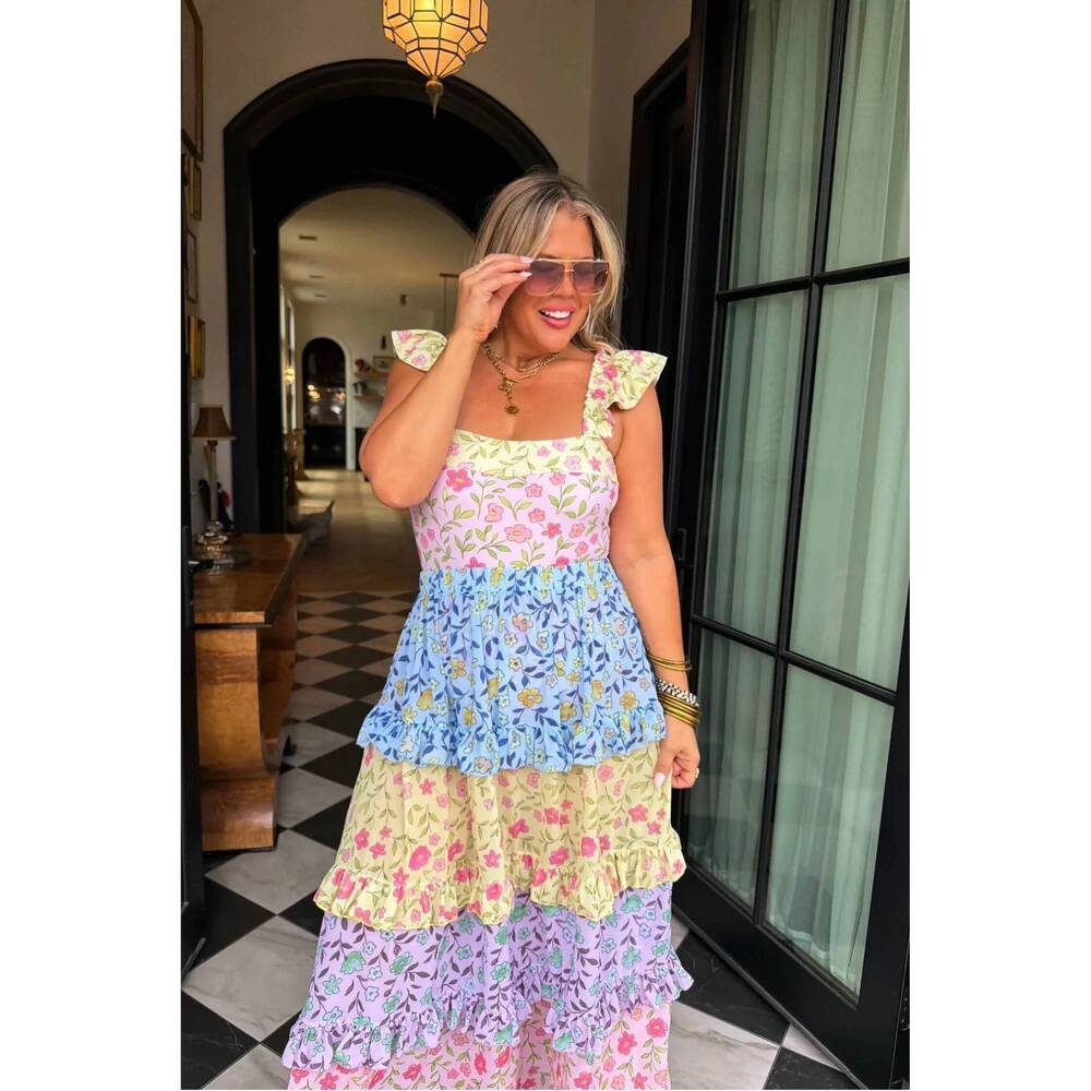 NEW BLAKELEY one piece bathing suit skirt set in multi floral print
